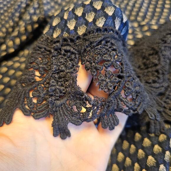 Blue Rain Crocheted Long Sleeve Peasant Dress SzM Rayon Blue - Picture 3 of 12